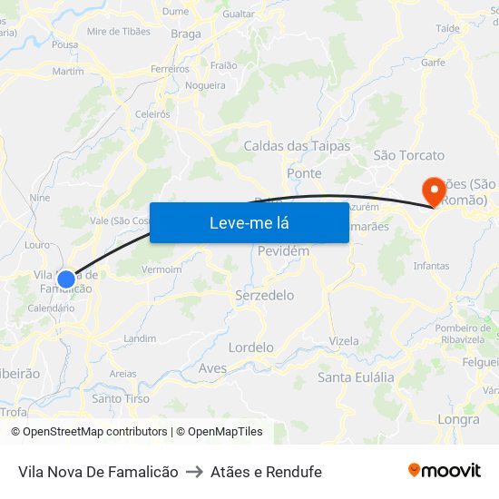 Vila Nova De Famalicão to Atães e Rendufe map