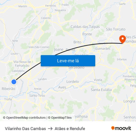 Vilarinho Das Cambas to Atães e Rendufe map