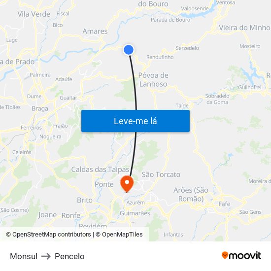 Monsul to Pencelo map