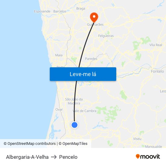 Albergaria-A-Velha to Pencelo map