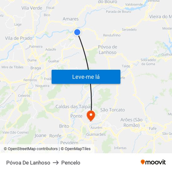 Póvoa De Lanhoso to Pencelo map