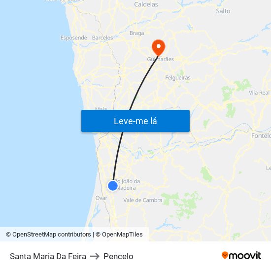 Santa Maria Da Feira to Pencelo map