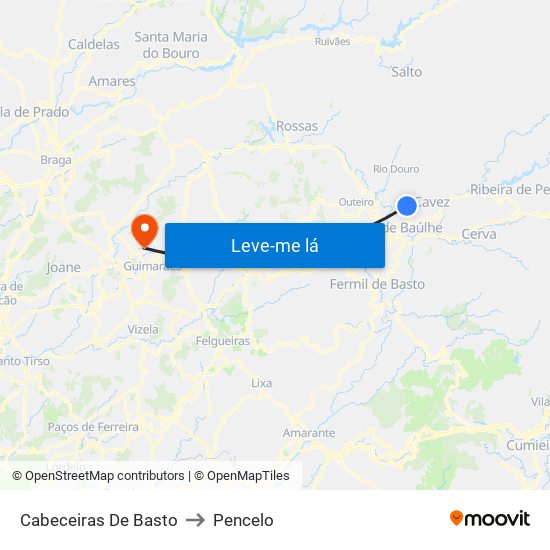 Cabeceiras De Basto to Pencelo map