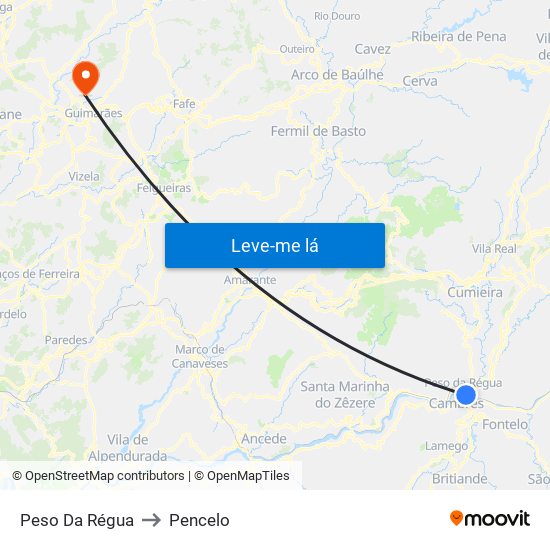 Peso Da Régua to Pencelo map