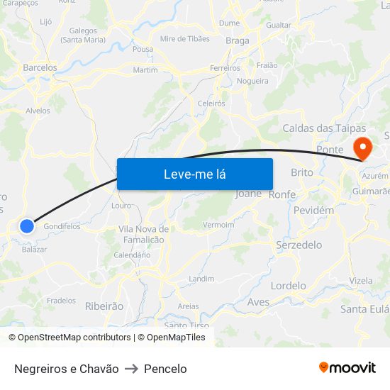 Negreiros e Chavão to Pencelo map