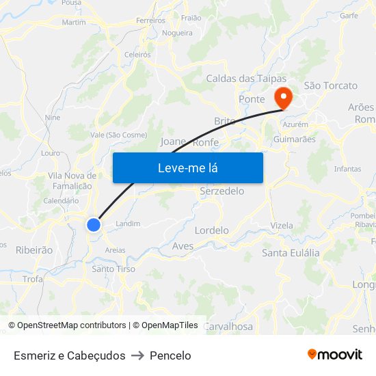 Esmeriz e Cabeçudos to Pencelo map