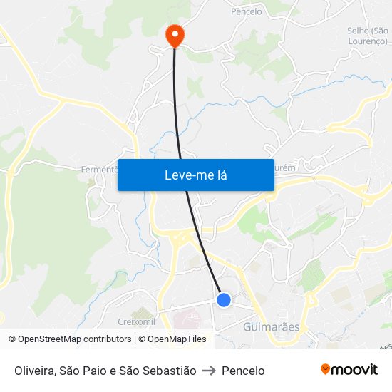 Oliveira, São Paio e São Sebastião to Pencelo map