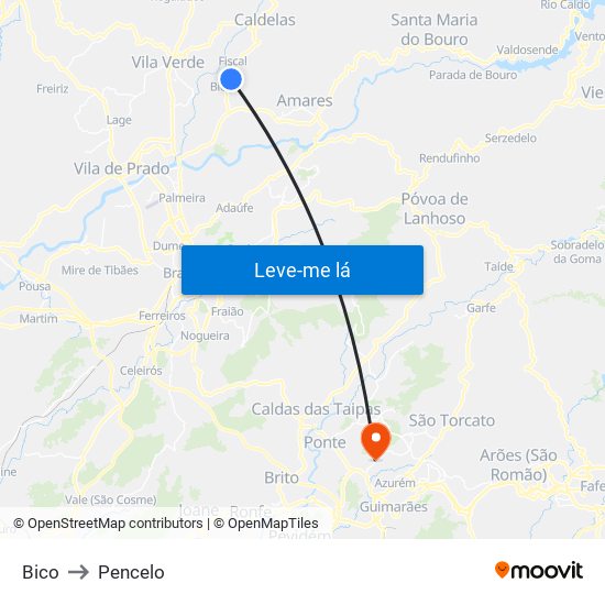 Bico to Pencelo map