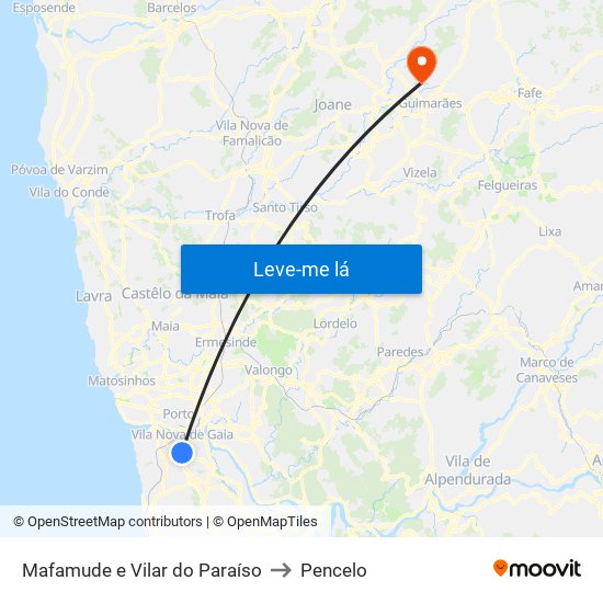 Mafamude e Vilar do Paraíso to Pencelo map