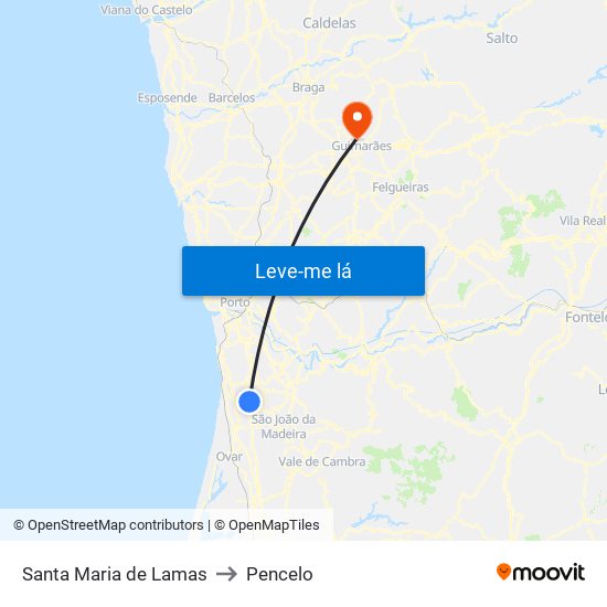 Santa Maria de Lamas to Pencelo map