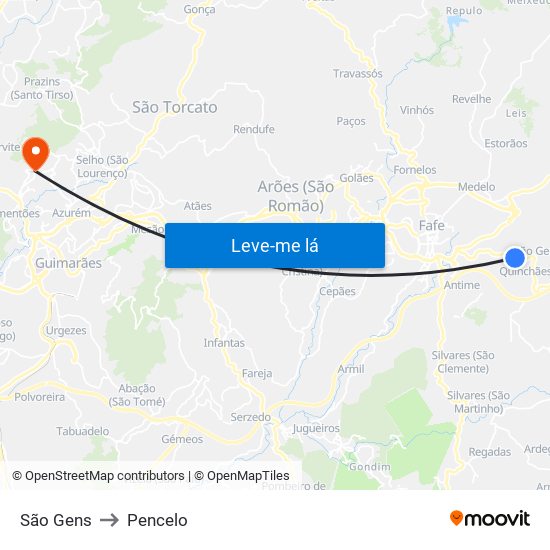 São Gens to Pencelo map