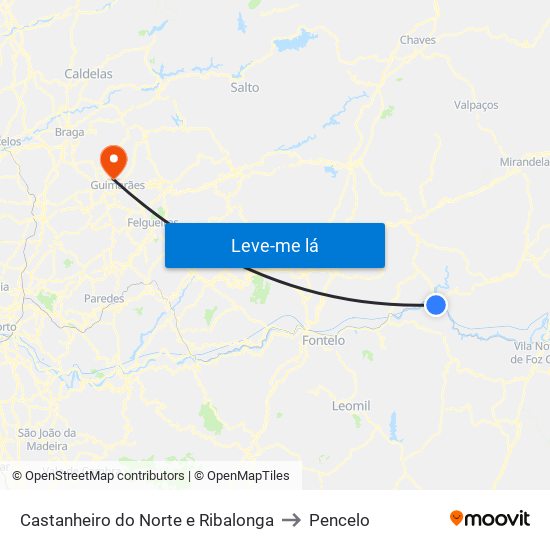 Castanheiro do Norte e Ribalonga to Pencelo map