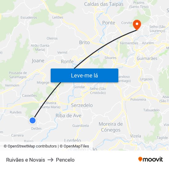 Ruivães e Novais to Pencelo map
