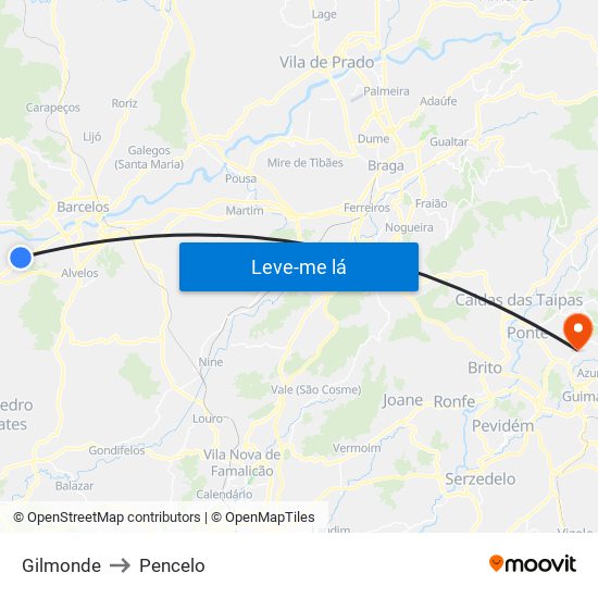 Gilmonde to Pencelo map