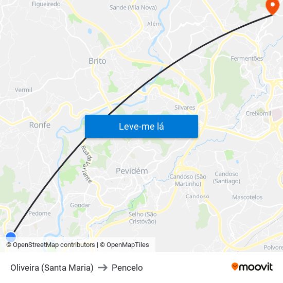 Oliveira (Santa Maria) to Pencelo map