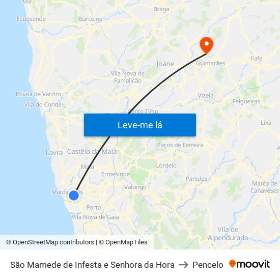 São Mamede de Infesta e Senhora da Hora to Pencelo map