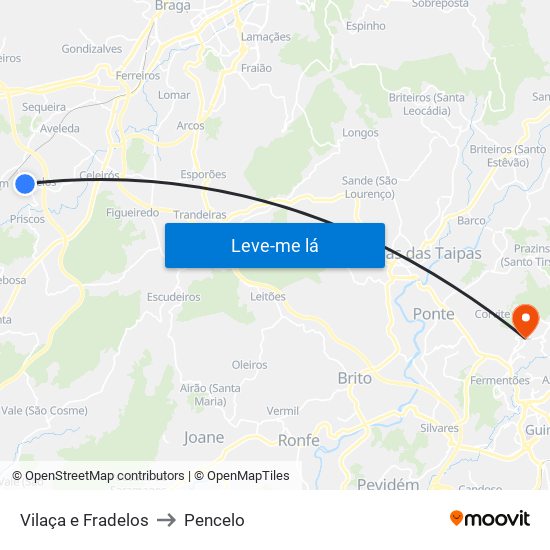Vilaça e Fradelos to Pencelo map