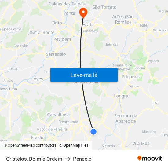 Cristelos, Boim e Ordem to Pencelo map