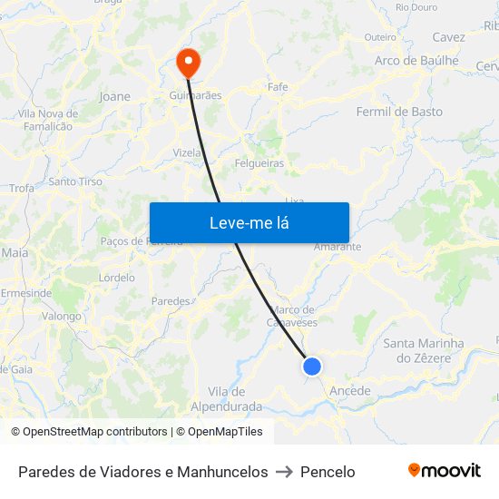 Paredes de Viadores e Manhuncelos to Pencelo map