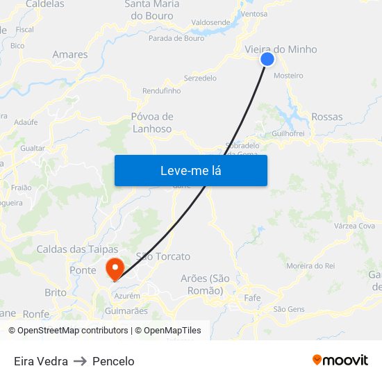 Eira Vedra to Pencelo map