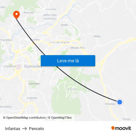 Infantas to Pencelo map