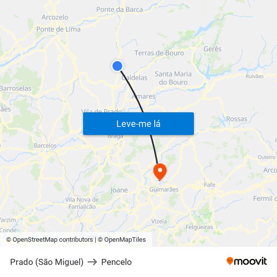 Prado (São Miguel) to Pencelo map