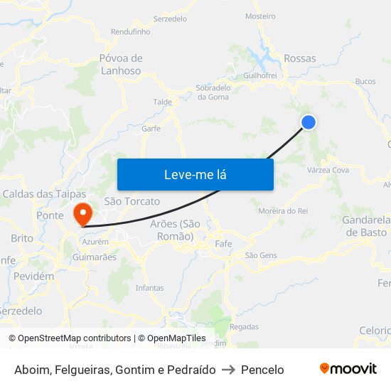 Aboim, Felgueiras, Gontim e Pedraído to Pencelo map