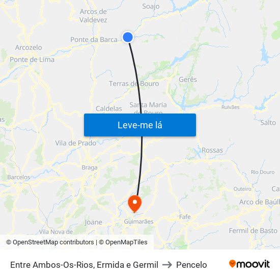 Entre Ambos-Os-Rios, Ermida e Germil to Pencelo map