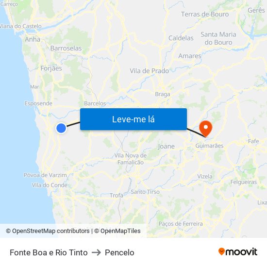 Fonte Boa e Rio Tinto to Pencelo map