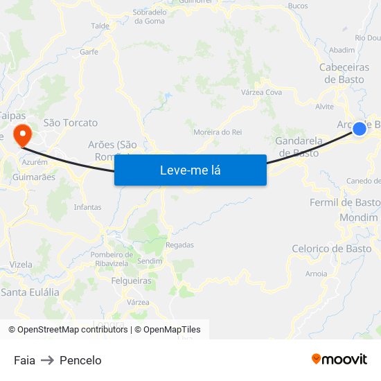 Faia to Pencelo map