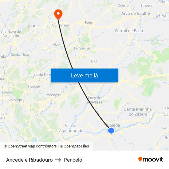 Ancede e Ribadouro to Pencelo map