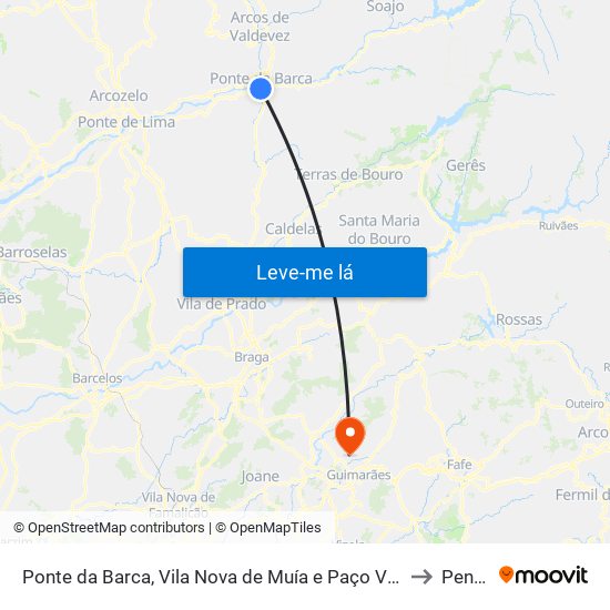 Ponte da Barca, Vila Nova de Muía e Paço Vedro de Magalhães to Pencelo map