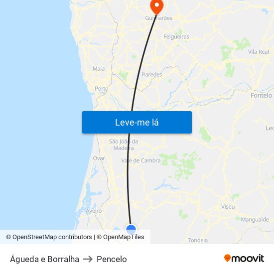 Águeda e Borralha to Pencelo map