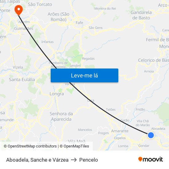 Aboadela, Sanche e Várzea to Pencelo map