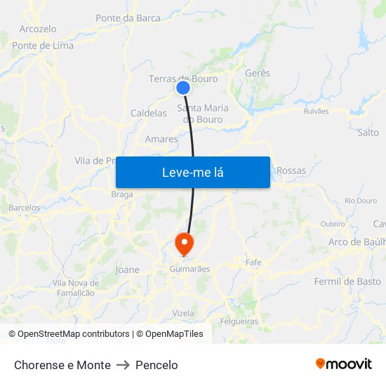 Chorense e Monte to Pencelo map