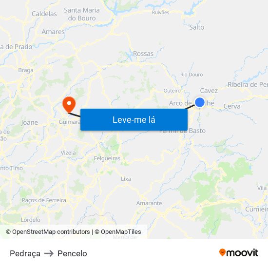 Pedraça to Pencelo map