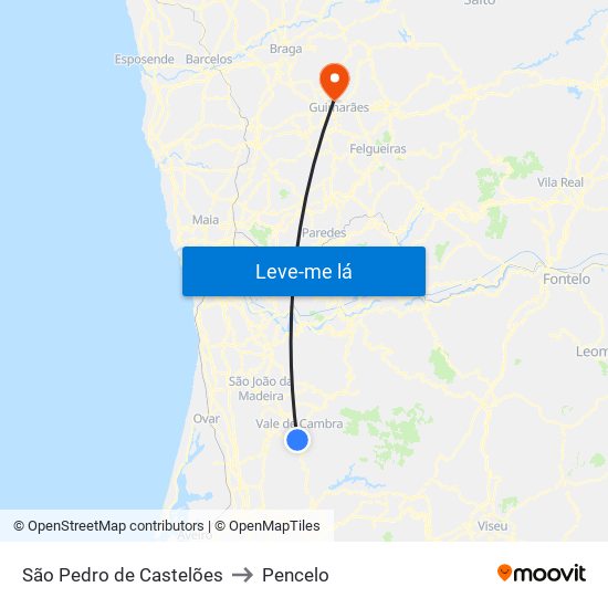 São Pedro de Castelões to Pencelo map