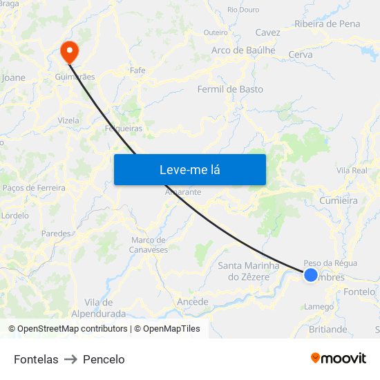 Fontelas to Pencelo map