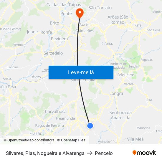 Silvares, Pias, Nogueira e Alvarenga to Pencelo map
