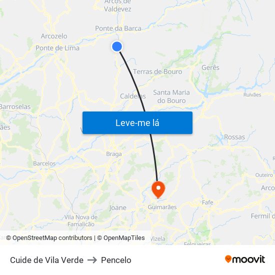 Cuide de Vila Verde to Pencelo map