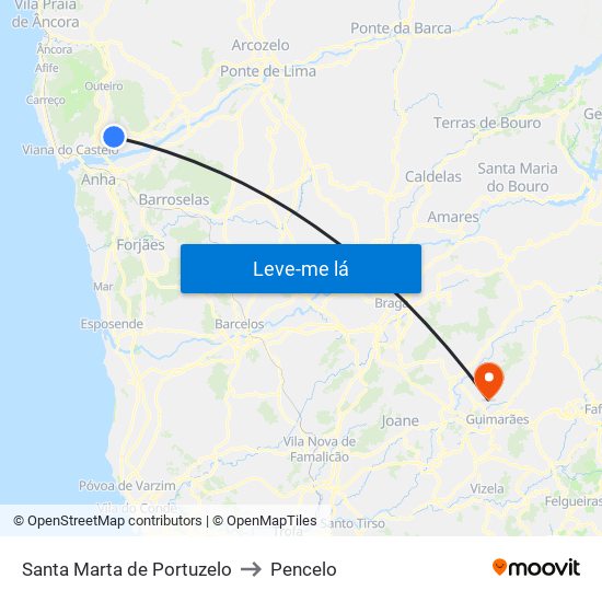 Santa Marta de Portuzelo to Pencelo map