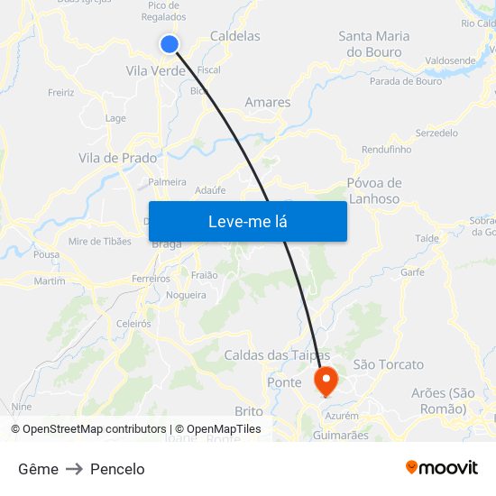 Gême to Pencelo map