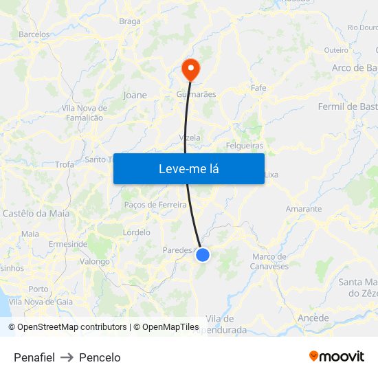 Penafiel to Pencelo map