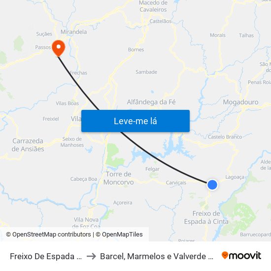 Freixo De Espada À Cinta to Barcel, Marmelos e Valverde da Gestosa map