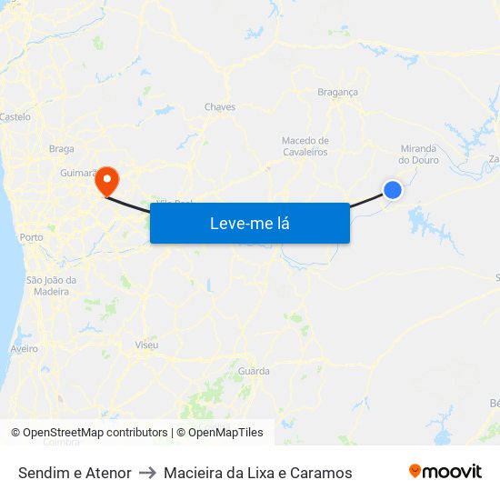 Sendim e Atenor to Macieira da Lixa e Caramos map