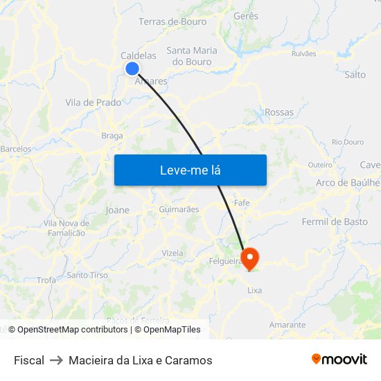 Fiscal to Macieira da Lixa e Caramos map