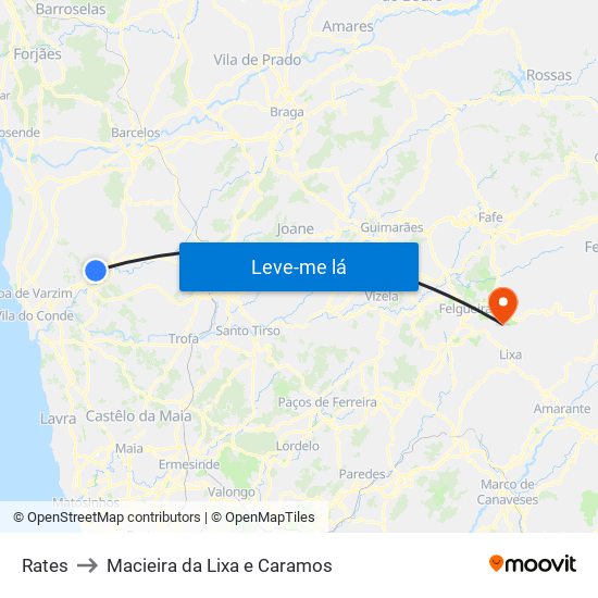 Rates to Macieira da Lixa e Caramos map