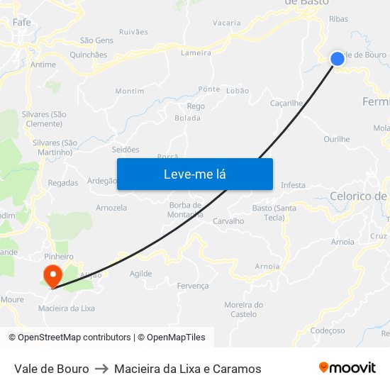 Vale de Bouro to Macieira da Lixa e Caramos map