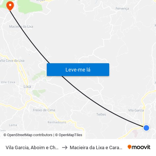 Vila Garcia, Aboim e Chapa to Macieira da Lixa e Caramos map
