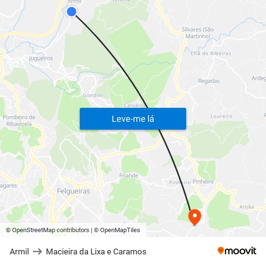 Armil to Macieira da Lixa e Caramos map